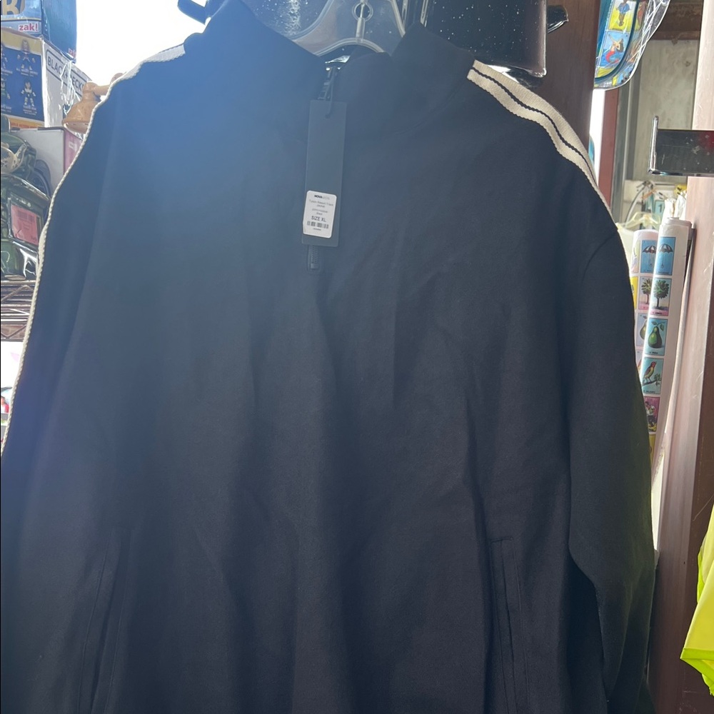 Black Jacket with White Stripes
